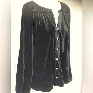 Faherty Black Velvet Blouse
